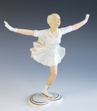 Vintage Schau Bach Kunst German Porcelain Female Figure Skating Figurine