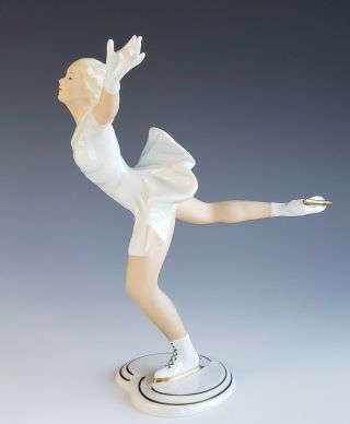 Vintage Schau Bach Kunst German Porcelain Female Figure Skating Figurine 2