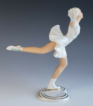 Vintage Schau Bach Kunst German Porcelain Female Figure Skating Figurine 3