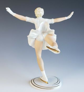 Vintage Schau Bach Kunst German Porcelain Female Figure Skating Figurine 4