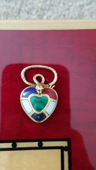 Antique Victorian Gold Snake Fertiliy Heart Padlock Charm Bracelet
