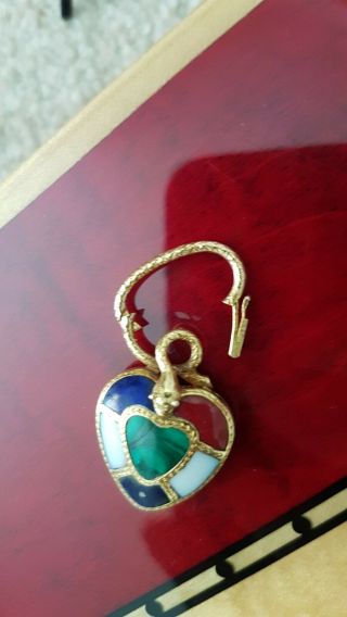 Antique Victorian Gold Snake Fertiliy Heart Padlock Charm Bracelet 2
