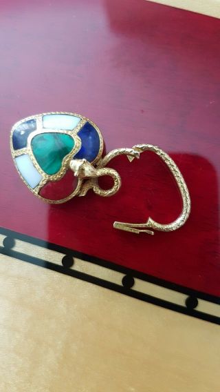 Antique Victorian Gold Snake Fertiliy Heart Padlock Charm Bracelet 4