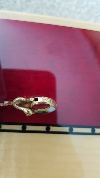 Antique Victorian Gold Snake Fertiliy Heart Padlock Charm Bracelet 5