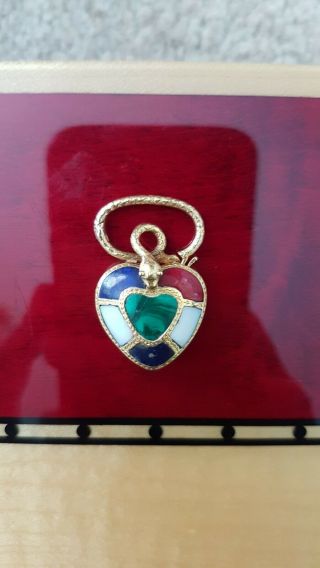 Antique Victorian Gold Snake Fertiliy Heart Padlock Charm Bracelet 8