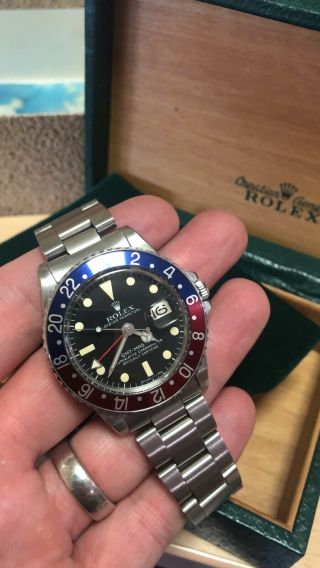 Rolex Vintage GMT 1675 Pepsi Bracelet Watch From 1978 With Box Etc 2