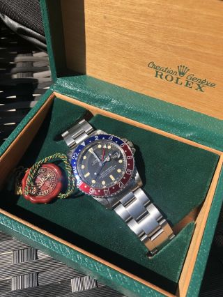Rolex Vintage GMT 1675 Pepsi Bracelet Watch From 1978 With Box Etc 6