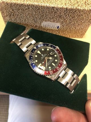 Rolex Vintage GMT 1675 Pepsi Bracelet Watch From 1978 With Box Etc 9