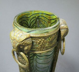 Antique Bohemian Vase w/Bronze Owl Mounting ca.  1900’s Loetz Kralik Heckert Era 11