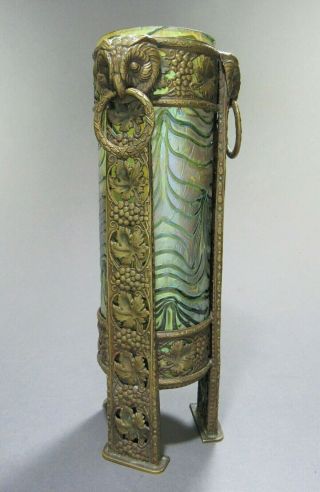 Antique Bohemian Vase w/Bronze Owl Mounting ca.  1900’s Loetz Kralik Heckert Era 4
