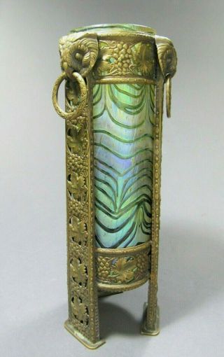 Antique Bohemian Vase w/Bronze Owl Mounting ca.  1900’s Loetz Kralik Heckert Era 5