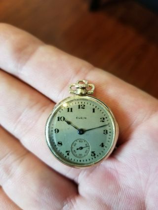 Vintage Circa.  1920 Solid 14k Gold 13.  3g Elgin Pocket Watch Crystal/serviced