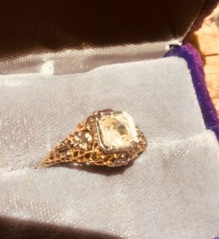 art nouveau Antique 14k Old Mine Cut Diamond Ring 70 Points 3