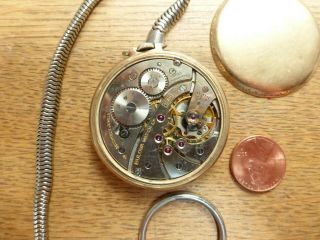 Vintage antique Bulova 10k rolled gold plate pocket watch 17 jewels restoration 6