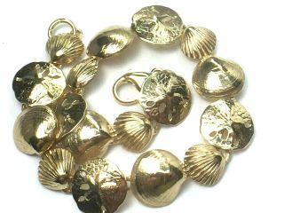 Stylish Heavy 14k Yellow Gold :oceanside Seashell " Link Bracelet.  7 