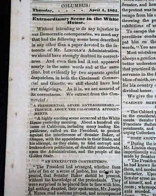 Rare Copperhead Pro Confederate Columbus Ohio Civil War Close 1861 Old Newspaper