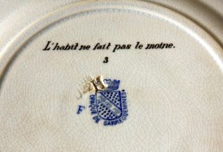 ANTIQUE 19`c French OPAQUE de SARREGUEMINES Collectable Porcelain PLATE - 04 4