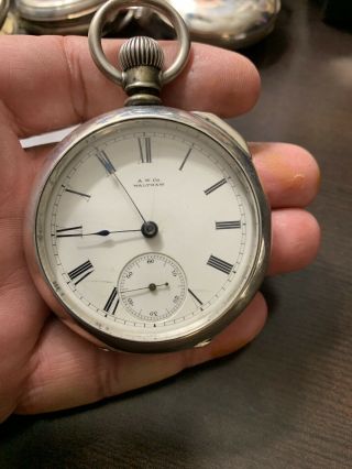Antique Coin Silver,  Watch Co Waltham Mass Pocket Watch For Repair.