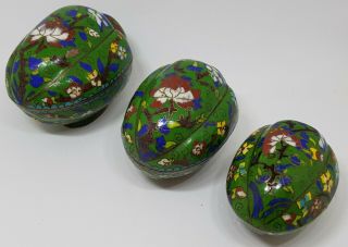 And Rare Set Of Three Antique Chinese Cloisonne Boxes 19th Century