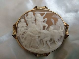 Large Antique Cameo Brooch Bachanalian revel.  Fine Quality 2