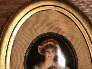 ANTIQUE VINTAGE HAND PAINTED PORCELAIN PLAQUE PORTRAIT ART 7