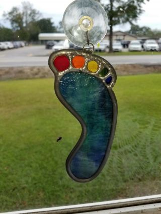 Rainbow Foot Print Stained Glass