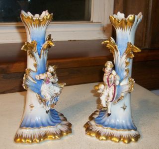 French Arabesque Figurine Candlesticks Circa 1860s 2