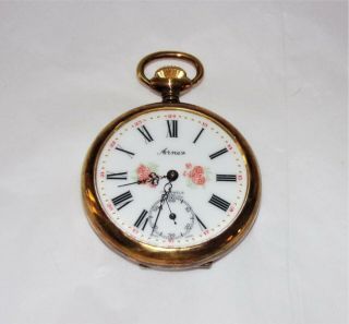 Swiss Arnex Incabloc 17 Jewel Pocket Watch Gold Plated 3