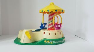 Vintage 1980 ' s Fisher Price Change - a - Tune Carousel Record Player w/7 Records 4