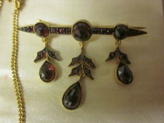 4pc Antique BOHEMIAN Cut RED GARNET Necklace,  Broach,  Ear Rings  LOOK 3