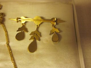 4pc Antique BOHEMIAN Cut RED GARNET Necklace,  Broach,  Ear Rings  LOOK 8
