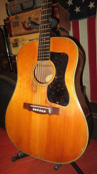 Vintage 1963 Guild D - 50 Dreadnought Acoustic Guitar Natural W/hard Case