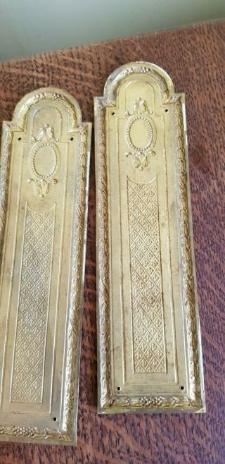 Stylish Vintage Antique 1920 ' s French Brass Door Finger Plates 4