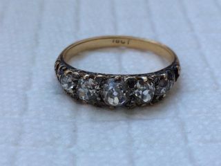 Victorian/Edwardian 18ct Graduated Diamond Ring Over 1 Carat Old Cut Diamonds 4