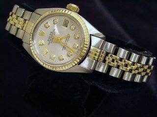 Rolex Datejust Ladies 2Tone 14K Gold & Stainless Steel Watch Silver Diamond 6917 2