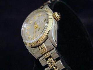 Rolex Datejust Ladies 2Tone 14K Gold & Stainless Steel Watch Silver Diamond 6917 3