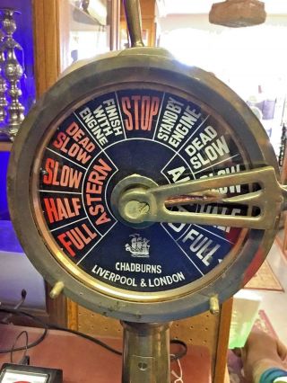 Vintage Chadburns Liverpool & London " Tall Sailing " Brass Ship Engine Telegraph