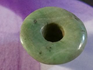 Ancient Pre - Columbian Mesoamer.  Green Jadeite Necklace Bead Mayan Imperial