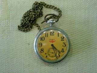 Vintage Molnija With Train Ussr Soviet Pocket Watch Molnia