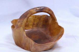 Burl Wood Basket Hand Carved 10.  25 