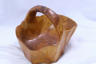 Burl Wood Basket Hand Carved 10.  25 