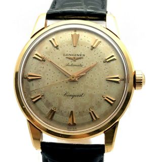 Vintage Longines Conquest 9001 Automatic 18k Yellow Gold Cal.  19as Men 