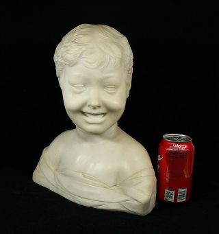 Antique Italian Carved Marble Bust of a Young Boy 11