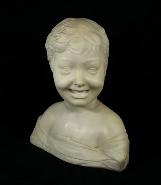 Antique Italian Carved Marble Bust of a Young Boy 2