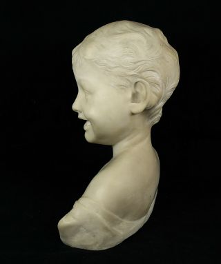 Antique Italian Carved Marble Bust of a Young Boy 3