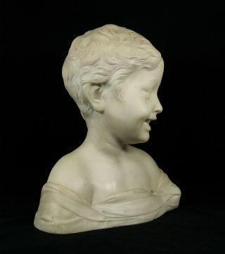 Antique Italian Carved Marble Bust of a Young Boy 7