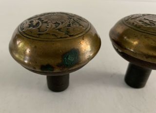 Antique Ornate Brass Capped Door Knobs Victorian Architectural Salvage 4