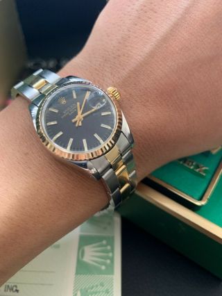 Vintage Rolex Oyster Perpetual Date 14k Yellow Gold & Stainless Steel Ladies