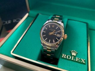 Vintage Rolex Oyster Perpetual Date 14K Yellow Gold & Stainless Steel Ladies 2