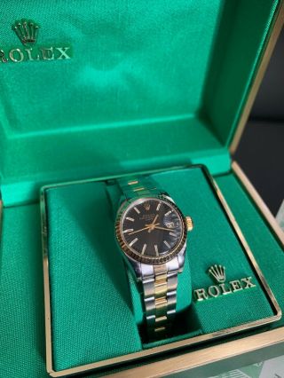 Vintage Rolex Oyster Perpetual Date 14K Yellow Gold & Stainless Steel Ladies 3